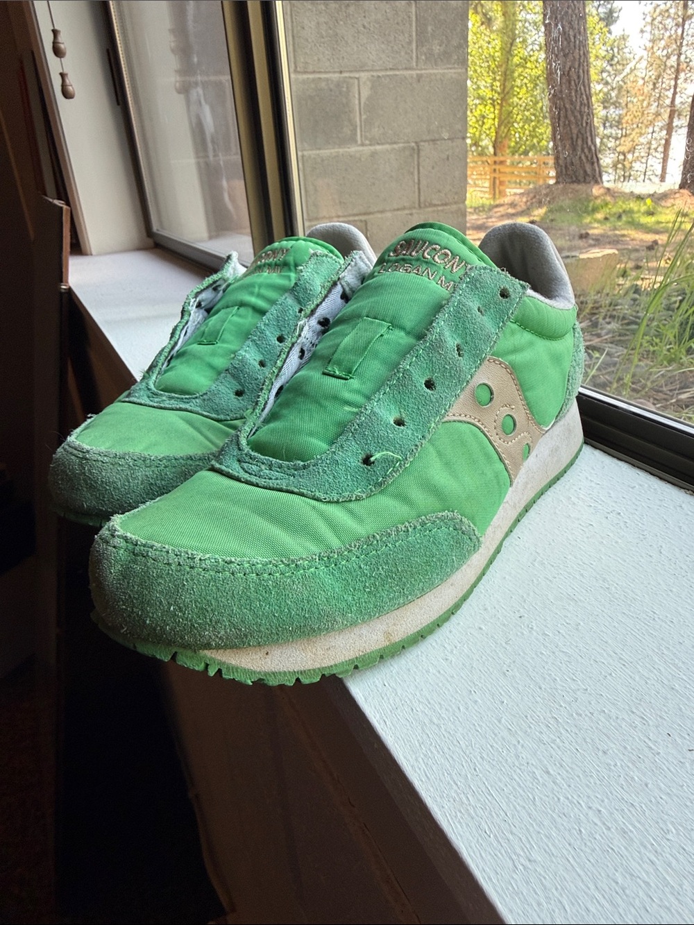 Saucony Mint Green Suede & Nylon Sneakers